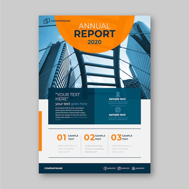 Business annual report template with photo concept