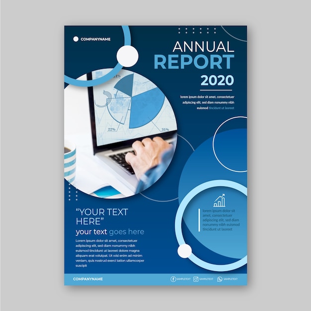 Business annual report template with photo