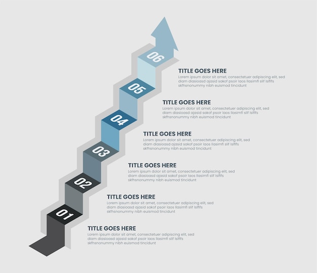 Vettore business arrow infographic template design con 6 passaggi