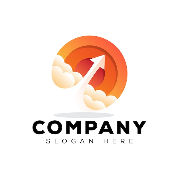 Business arrow rocket gradient logo design