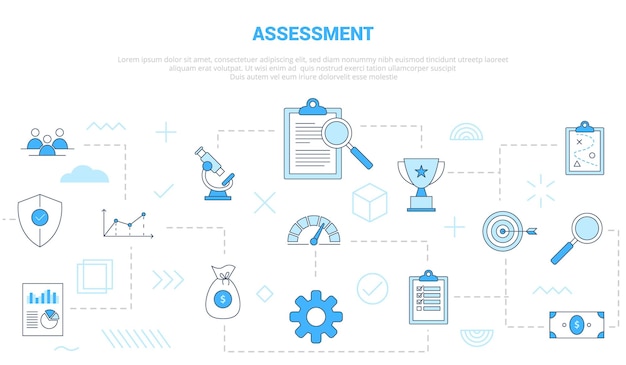 Business assessment concept with icon set template banner with modern blue color style