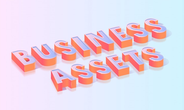 Business Assets Title Isometric Vector Template