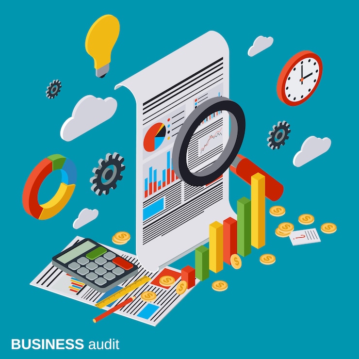 Vector business audit, financial analytics, statistics
