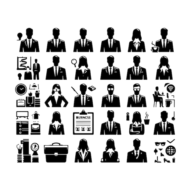 Business avatars set silhouette vector illustration