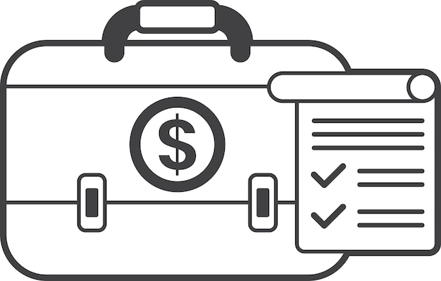 Business bag and checklist illustration in minimal style