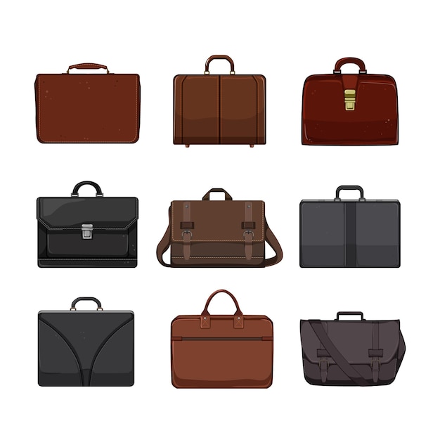 Business bag set cartoon vector illustration