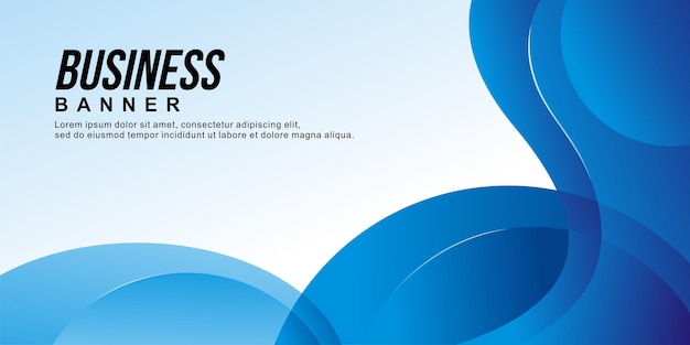 Vector business banner blue gradient color vector with wavy design concept