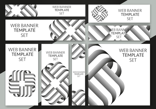 Вектор Набор веб-шаблонов дизайна бизнес-баннера, горизонтальный веб-баннер заголовка.