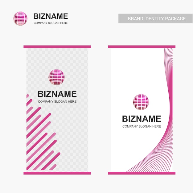 Business banner design with pink theme and world logo vector