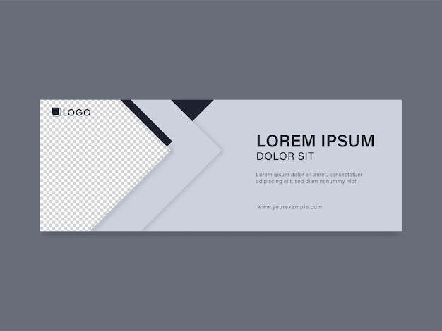 Vector business banner or header design with copy space in gray and white color.