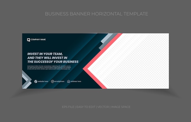 Business banner horizontal template design promotion with space replacement