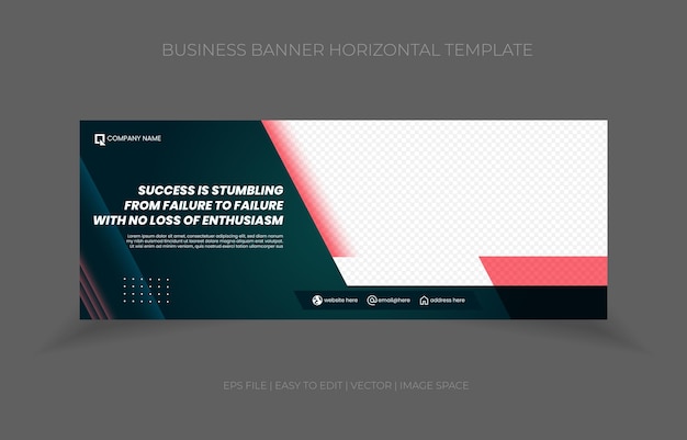 Vector business banner horizontal template design promotion with space replacement