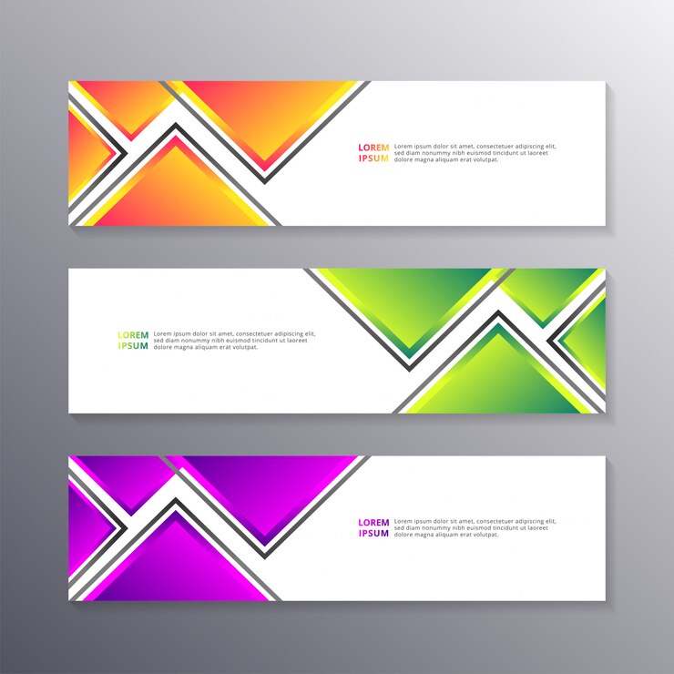 वेक्टर business banner template, corporate geometric web header in gradient color