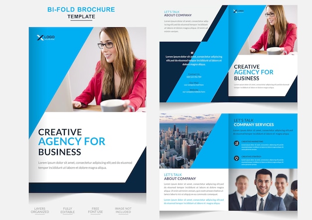 Vector business bi-fold brochure template design corporate business template