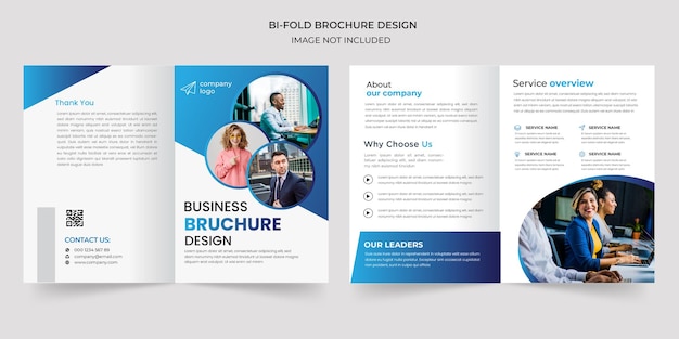 Business bi fold brochure template design premium vector