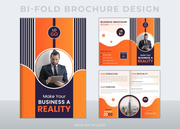 Vector business bifold brochure design for company