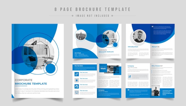 Business bifold brochure design or corporate company profile booklet catalog template