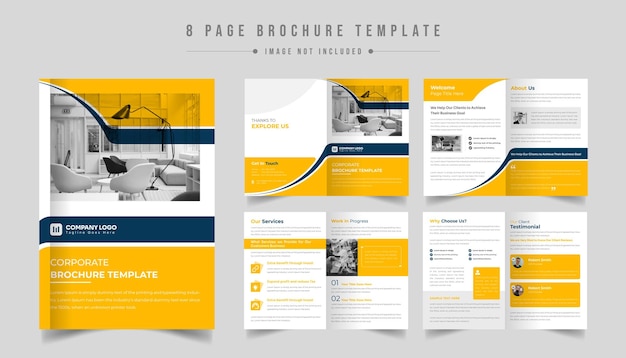 Business bifold brochure design or corporate company profile booklet catalog template