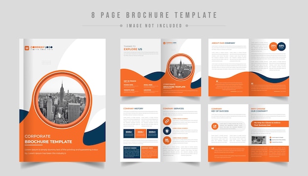 Business bifold brochure design or corporate company profile booklet catalog template