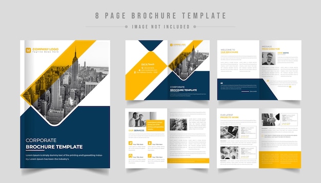 Business bifold brochure design or corporate company profile booklet catalog template