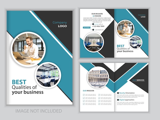 business bifold brochure design template met afbeelding business bifold brochure design