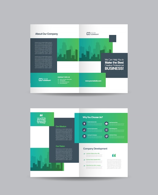 Vector business bifold brochure design