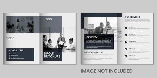 Vector business bifold brochure template design with geometric colorful shape