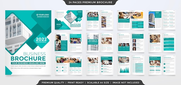 Двойной шаблон бизнес-брошюры с минималистским и макетным использованием для презентации и портфолио