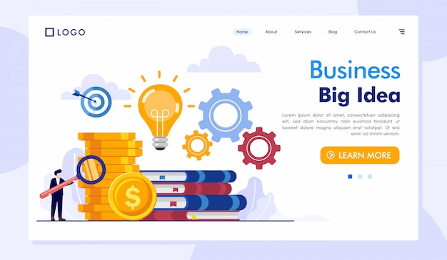 Business big idea landing page website vector template