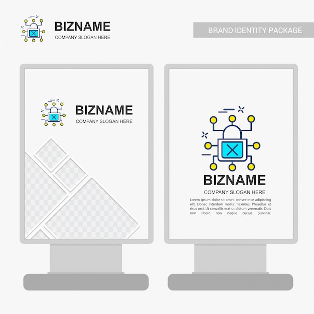 사이버 보안 로고와 함께 비즈니스 빌 보드 디자인