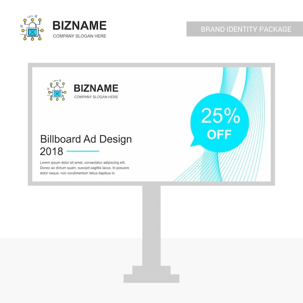 ベクトル サイバーセキュリティロゴ付きビジネスビルボードデザイン