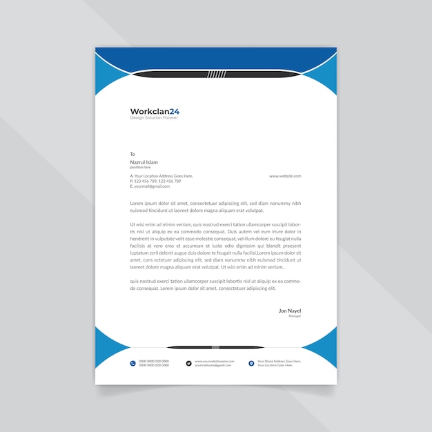 Business Blue and Black Abstract letterhead template  .