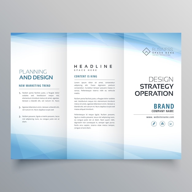 Business blue trifold brochure design template