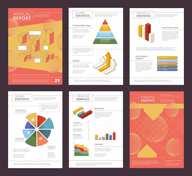 Vector business booklet pages layout with abstract shapes advertisement project
