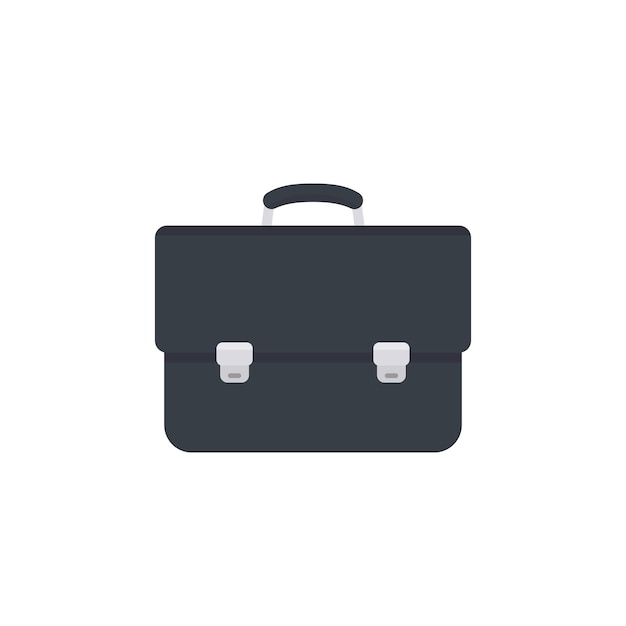 Business briefcase icon, black leather