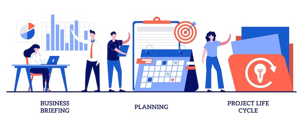 Briefing aziendale, pianificazione, ciclo di vita del progetto. set di gestione del progetto, assegnazione delle attività