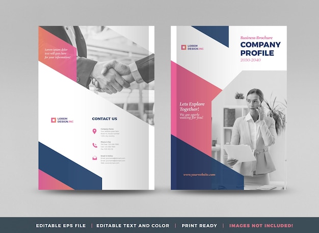 Business brochure cover design or annual report and company profile or booklet and catalog cover