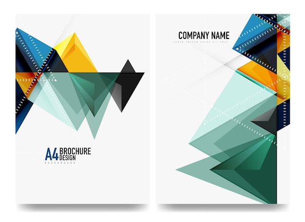 Шаблон обложки бизнес-брошюры, флаер а4 Треугольный геометрический дизайн