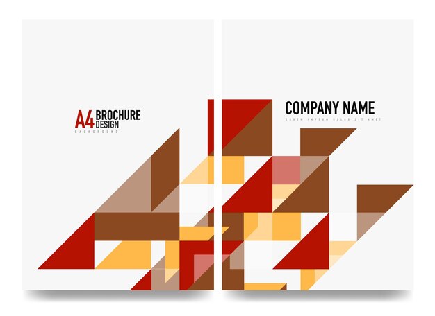 ビジネス パンフレット カバー レイアウト チラシ a4 テンプレート 三角形の赤とオレンジの幾何学的なデザイン