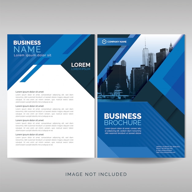 Business brochure cover template with blue geometric shapes