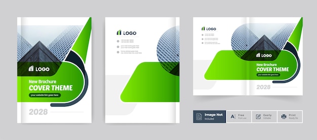 Vector business brochure design cover theme template colorful modern minimal bi fold corporate brochure