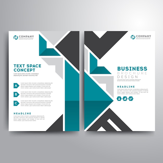 Шаблон бизнес-брошюры зеленые серые геометрические фигуры