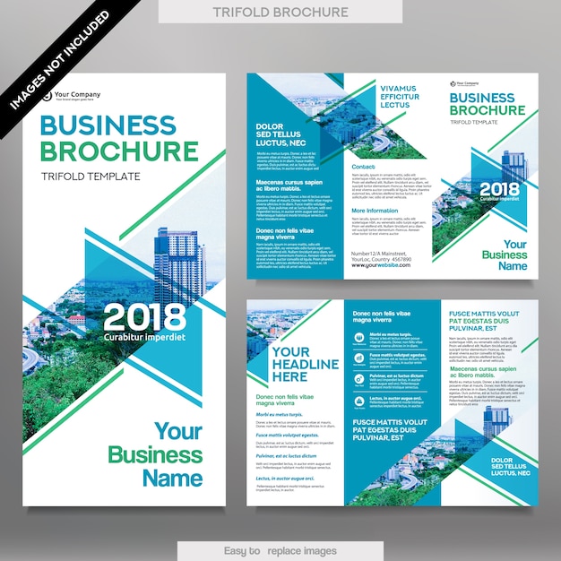 Business Brochure Template in Tri Fold Layout. Corporate Design Leaflet with replacable image.