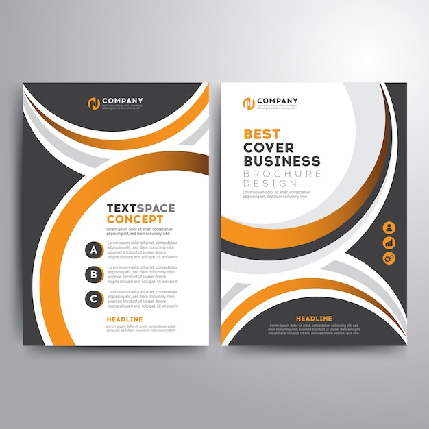 Business brochure template yellow gray circle shapes
