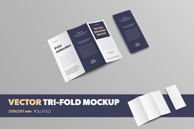 Business brochure vector template with print colection back side of booklet on gray background