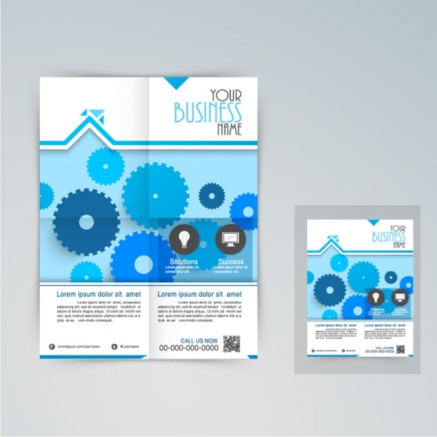 Vector business brochure with blue gears