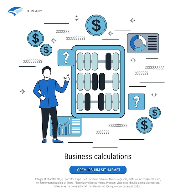 Business calculations financial counting flat design style vector concept illustration