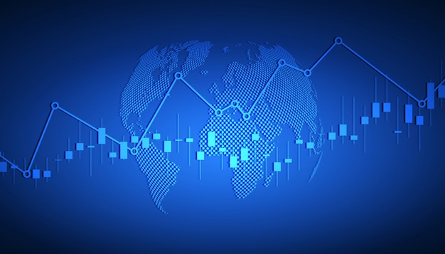 Grafico del grafico del bastone della candela di affari del commercio di investimento del mercato azionario, punto rialzista, punto ribassista per i concetti, rapporti e investimento finanziari e commerciali. illustrazione