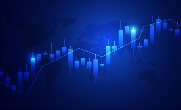 Business candle stick grafico grafico del mercato azionario trading di investimento su sfondo bianco design punto rialzista andamento del grafico illustrazione vettoriale