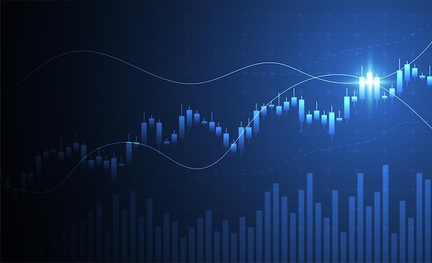 График бизнес-свечей палочки инвестиционной торговли фондового рынка на белом фоне дизайн Бычья точка Тенденция графика Векторная иллюстрация